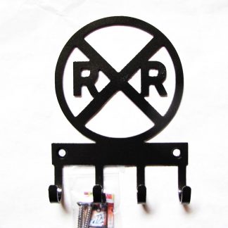 railroad crossing sign metal wall hooks, key holder
