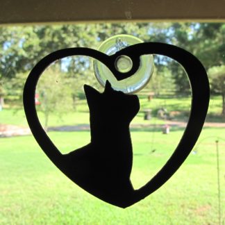 metal window art cat heart my cat